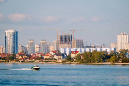 many houses in Kiev, private sector and high-rise buildingsの写真素材