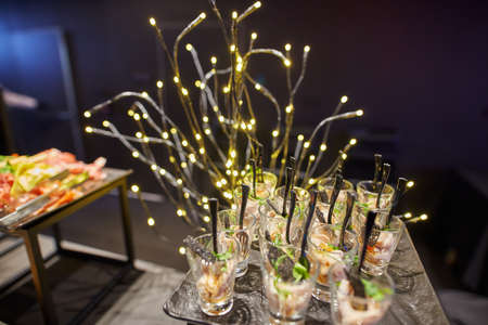 buffet during a business event, delicious snacks