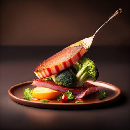 A dish of roast meat, created with the help of AIの素材