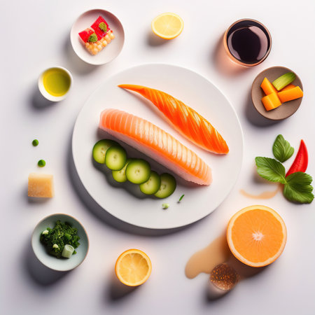 A set of various sushi, different recipes, created with the help of AIの素材