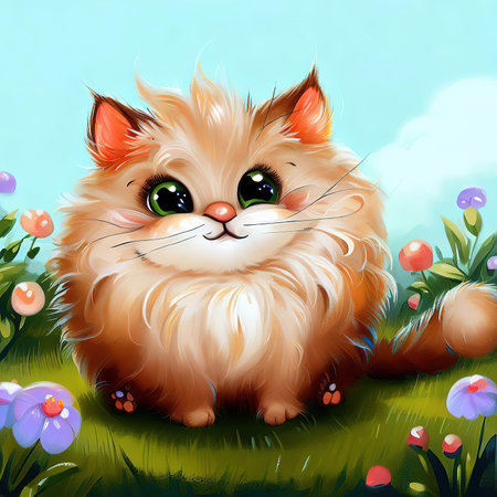 a drawing of a funny cat, created with the help of AIの素材