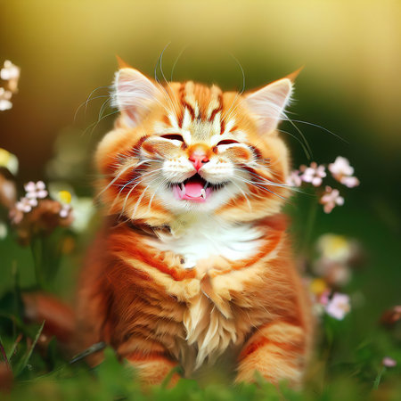 a drawing of a funny cat, created with the help of AIの素材