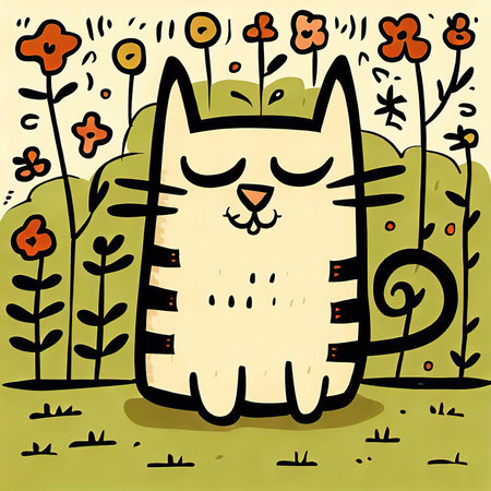 a drawing of a funny cat, created with the help of AIの素材