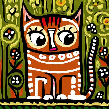 a drawing of a funny cat, created with the help of AIの素材