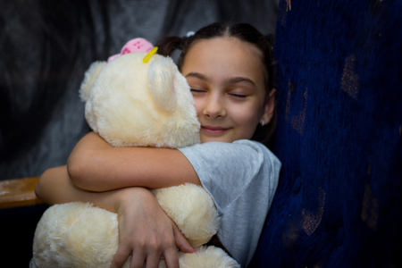 very beautiful teenage girl polar bearの写真素材