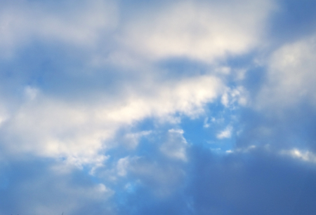 blue sky with white fluffy clouds on a summer day