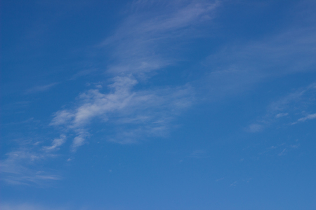 spring blue sky with white fluffy cloudsの写真素材