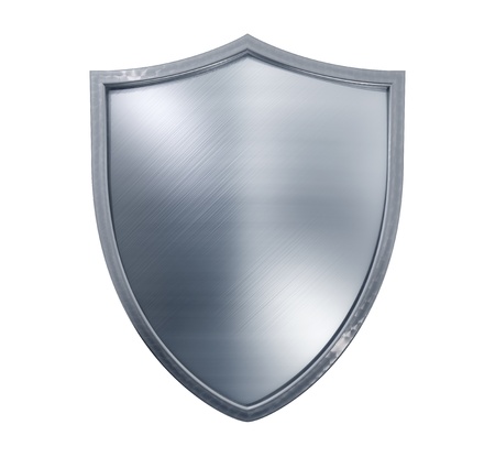 Metal shield isolated on white の写真素材