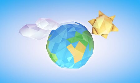 Environmental Earth, sun and clouds conceptの写真素材