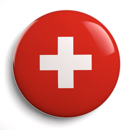 Swiss flag white cross on red.の写真素材