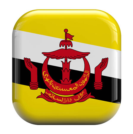 Brunei flag square icon image isolated on whiteの写真素材