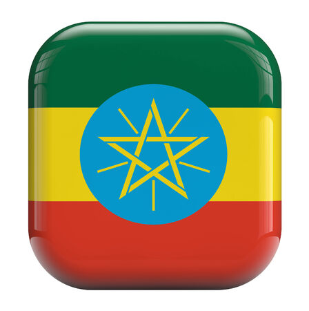 Ethiopia flag square icon image isolated on whiteの写真素材