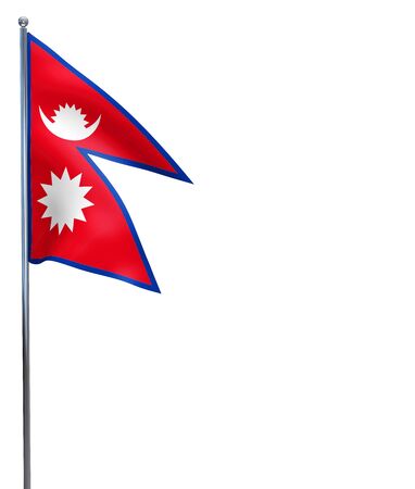 Nepal flag waving image isolated on white. の写真素材