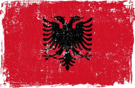 Albania vector grunge flag isolated on white background.のイラスト素材
