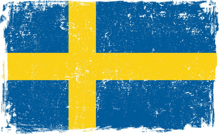 Sweden vector grunge flag isolated on white background.のイラスト素材
