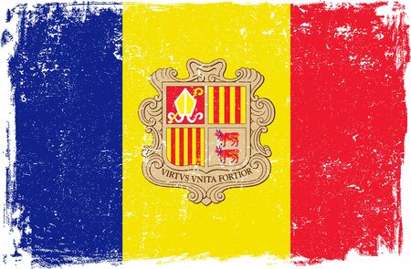 Andorra vector grunge flag isolated on white background.のイラスト素材