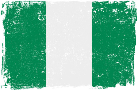 Nigeria vector grunge flag isolated on white background.のイラスト素材