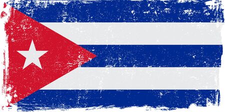 Cuba vector grunge flag isolated on white background.のイラスト素材