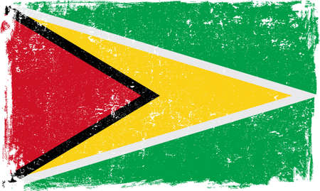 Guyana vector grunge flag isolated on white background.のイラスト素材
