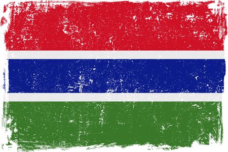 Gambia vector grunge flag isolated on white background.のイラスト素材