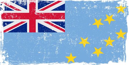 Tuvalu vector grunge flag isolated on white background.のイラスト素材