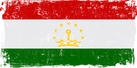 Tajikistan vector grunge flag isolated on white background.のイラスト素材
