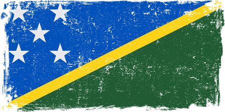 Solomon Islands vector grunge flag isolated on white background.のイラスト素材
