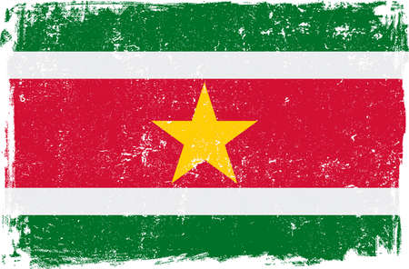 Suriname vector grunge flag isolated on white background.のイラスト素材