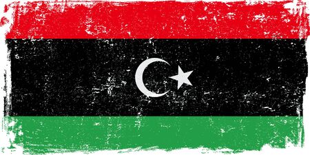 Libya vector grunge flag isolated on white background.のイラスト素材