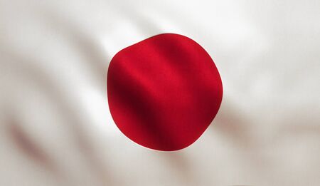 Japan flag background with fabric texture.の写真素材