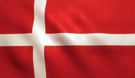Denmark flag background with fabric texture.の写真素材