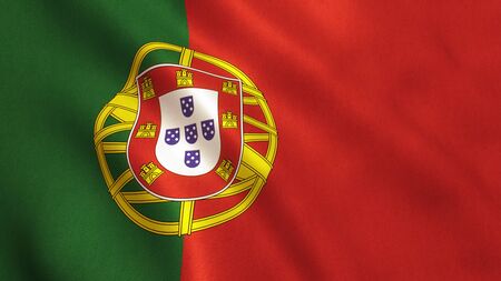 Portugal flag background with fabric texture. 3D illustration.の写真素材