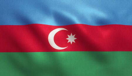 Azerbaijan flag with fabric texture. 3D illustration.の写真素材