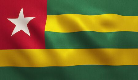 Togo flag with fabric texture. 3D illustration.の写真素材
