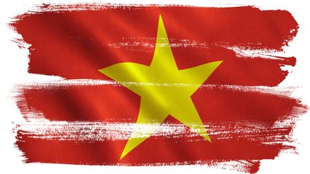 Vietnam flag background with fabric texture.の写真素材
