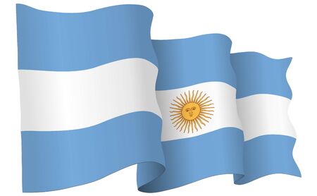 Argentina flag waving, isolated on white in vector format.のイラスト素材