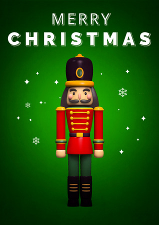 Christmas Nutcracker Soldier Greeting Card. 3D Illustration.