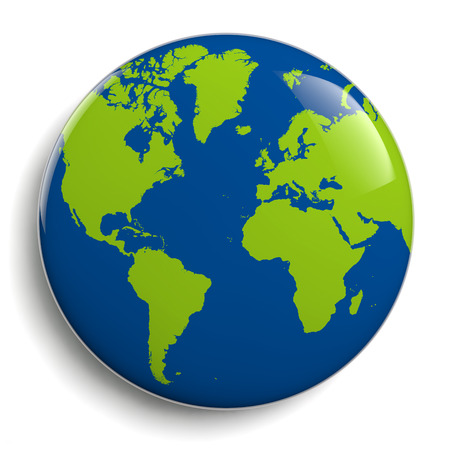 Planet Earth Round Symbol 3D illustration Isolated on Whiteの写真素材