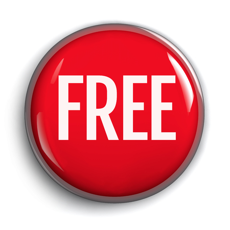 Free Red Push Button Round Icon Isolated on White - 3D Illustration. Clipping Path included for easy selection.の写真素材
