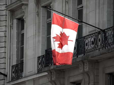 Canaian Flag in a Paris Buildingの写真素材