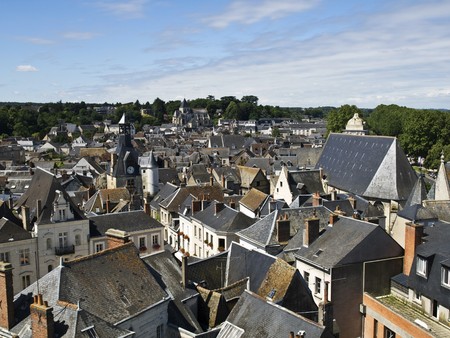 Aerial picture of Amboise, taken from the balconies of Amboise Castle.の写真素材