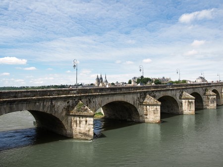 The city of Blois from the other shore of Loireの写真素材