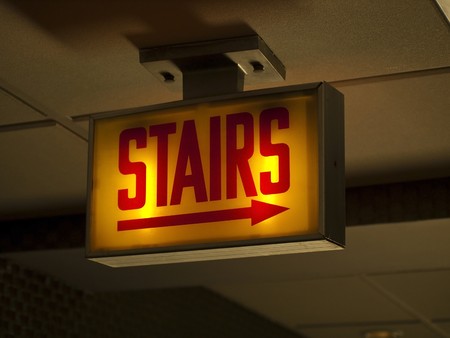 Scary Stairs Signの写真素材