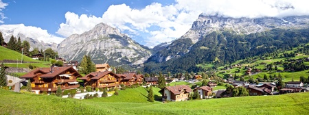 Grindelwald Village Panorama, Switzerlandの写真素材