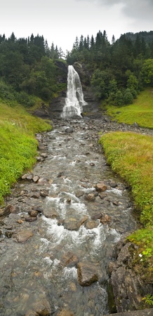 Steindalsfossen Waterfall in Norwayの写真素材