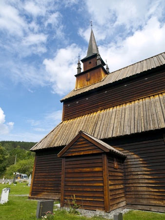 Kaupanger stave church (Kaupanger stavkyrkje) is the largest stave church in the Sogn og Fjordane, and is situated in the town of Kaupanger, Norway. The nave is supported by 22 staves, 8 on each of the longer sides and 3 on each of the shorter. The elevatの写真素材