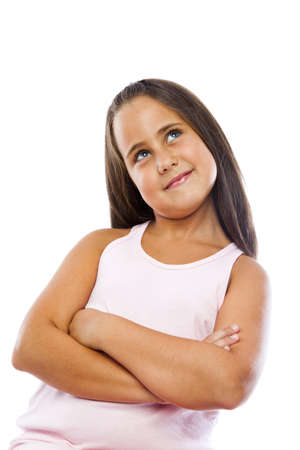 Little girl thinking about her futureの写真素材