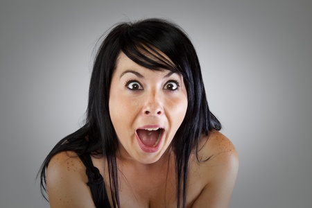 Young girl with a surprise expressionの写真素材