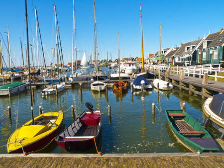 Small Rural Harbor in Marken Village, nearby Amsterdamの写真素材