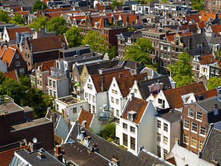 Aerial view of Amsterdam city in a beautiful sunny dayの写真素材